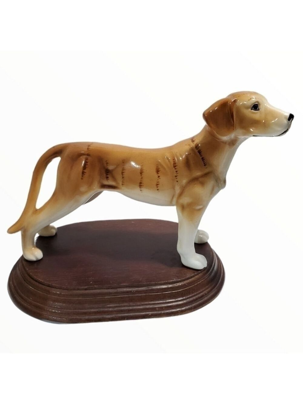 Vintage Ardalt Japan Lenwile fine China Large Great Dane figure with wood stand